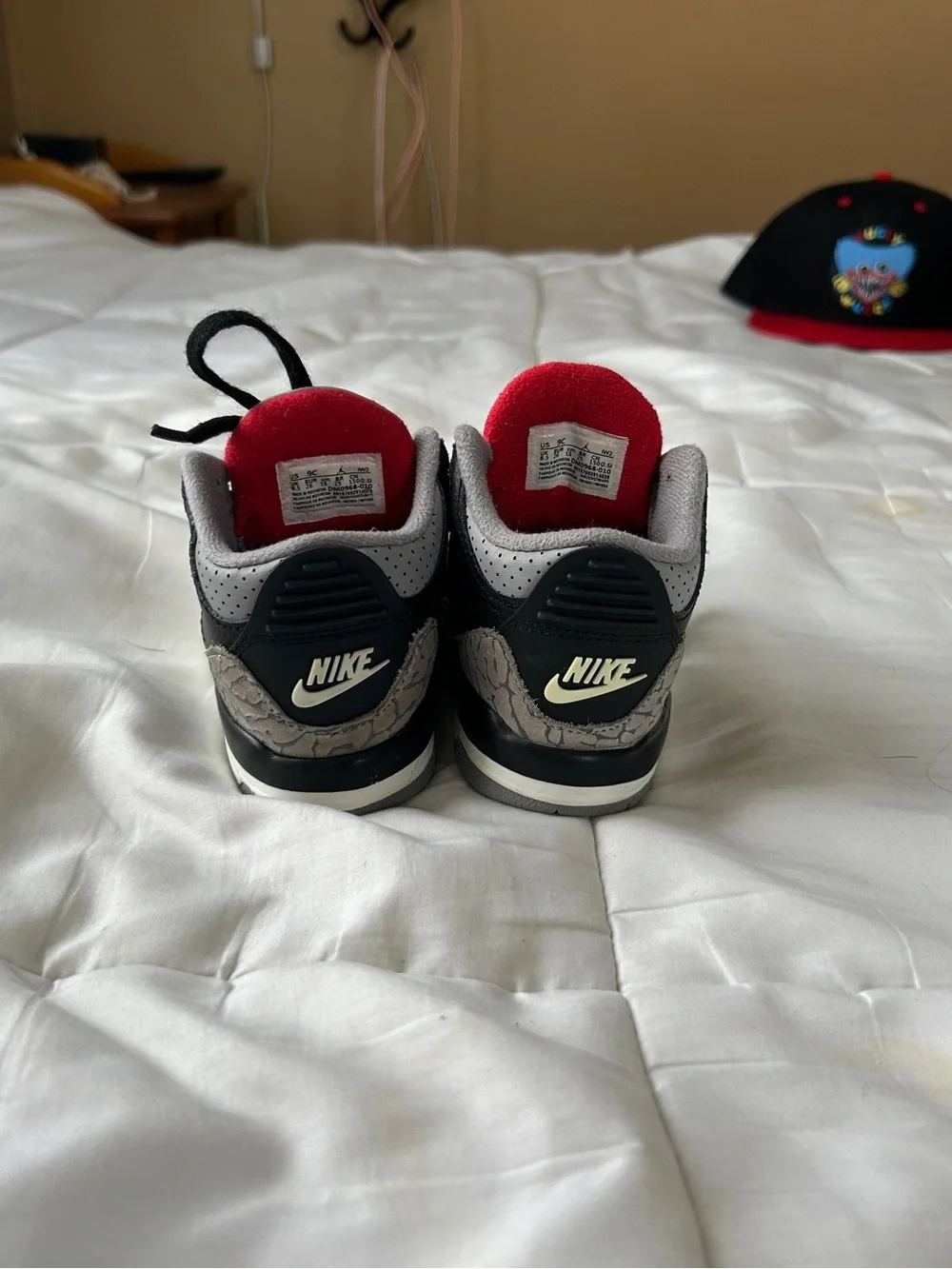 Jordan Kids Black/Gray/White/Red Retro 3s Style Sneakers